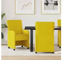 vidaXL Esszimmerst&uuml;hle mit Rollen 2 pcs Gelb 58 x 65 x 98 cm Samt