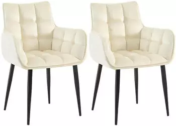 CLP Tirana Esszimmerstuhl Samt, Creme, 2er-Set (Tirana)
