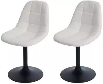 MCW A60 Esszimmerstuhl Drehstuhl Boucl&eacute; 450g/m&sup2; Creme, 2er-Set (MCW-A60)