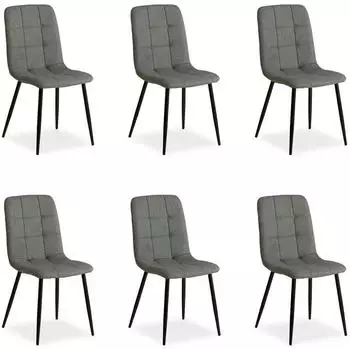 Homestyle4u Esszimmerst&uuml;hle 6er Set Polster Leinen Grau Metallbeine