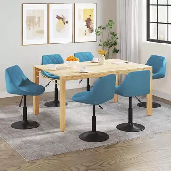 vidaXL Esszimmerst&uuml;hle 6er-Set Drehbar Blau Samt (3088806)