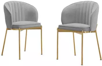 Mirjan24 Muz Polsterstuhl 2er-Set Metallfüße Grau (DC-1259/GL)