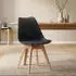 Homestyle4u Schalenstuhl Kunststoff Schwarz Holzbeine skandinavisch (3346)