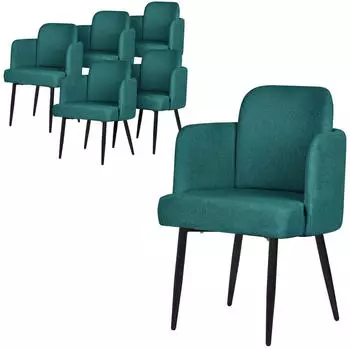 ML-Design Esszimmerstuhl mit Armlehne, Polster, Petrol, 6er Set (490018643)
