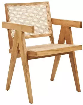 Beliani Westbrook Essstuhl Rattangeflecht R&uuml;ckenlehne, helles Mahagoniholz (405209)