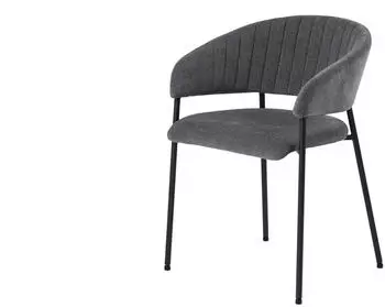 ebuy24 Ann Esszimmerstuhl mit Armlehnen, Chenille, Dunkelgrau, Metallbeine (Ann)