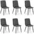 Homestyle4u Polsterstuhl Samt Dunkelgrau Metallbeine 6er-Set (2329)
