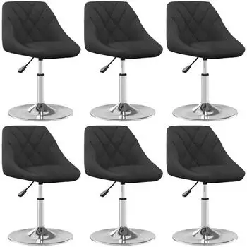 vidaXL Esszimmerst&uuml;hle 6 Stk. Drehbar Samt Schwarz (3088766)