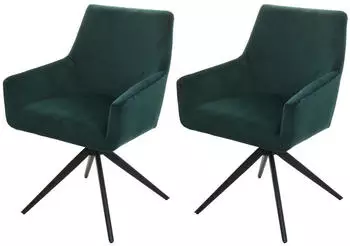MCW MCW-L91 Esszimmerstuhl Stoff drehbar mit Armlehne, gr&uuml;n (91087)