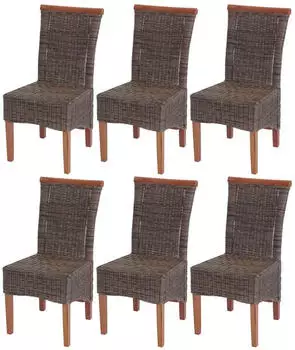MCW Sinio-6 Esszimmerstuhl 6er-Set, Rattan, ohne Sitzkissen (Sinio-6)