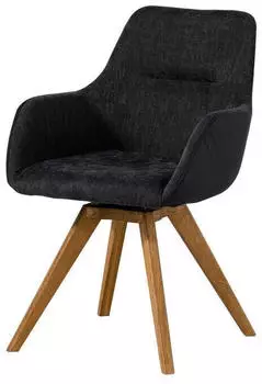 Massivmoebel24 TACOMA #11 Drehstuhl Wildeiche Polster schwarz (06-151-642-0011)