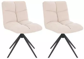 Home Deluxe Noda Esszimmerstuhl drehbar Cord Creme 2er-Set