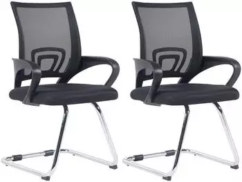 CLP Eureka Freischwinger 2er-Set Netzbezug mit Armlehnen, schwarz (319419)