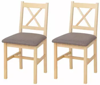 MCW F77 Esszimmerstuhl Massivholz natur, Polster grau, 2er-Set (MCW-F77)