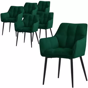 ML-Design Esszimmerstuhl Frotteestoff Dunkelgr&uuml;n, 6er-Set (490015011)