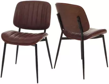 MCW Esszimmerstuhl O44 2er-Set Kunstleder Walnuss-Optik, Vintage Braun (99248)