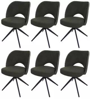 MCW N72 Esszimmerstuhl 6er-Set, Textil (420g/m&sup2;), drehbar, gr&uuml;n (HWC-N72)