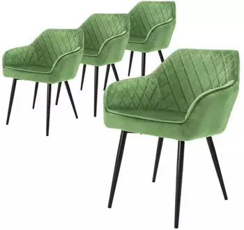ML-Design Esszimmerst&uuml;hle 4er-Set mit Armlehne Samt Salbeigr&uuml;n (490011599)