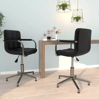 vidaXL Esszimmerst&uuml;hle 2 Stk., drehbar, Kunstleder, Schwarz (334760)