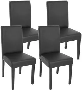 MCW Littau-4 Esszimmerstuhl 4er-Set Kunstleder schwarz matt, dunkle Beine