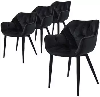 ML-Design Esszimmerstuhl 4er-Set Samt Schwarz