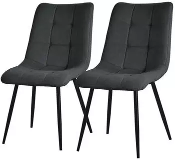 ML-Design Esszimmerst&uuml;hle 2er Set Polsterstuhl Stoffbezug Stahlgestell Anthrazit