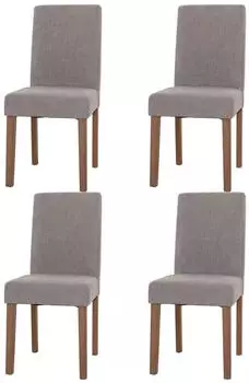 Chefgastro Esszimmerstuhl 4er-Set Chenille Hellgrau, Holzbeine natur, 90x42x50cm (RMV85-107)