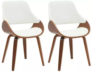 CLP Vangale Esszimmerstuhl 2er Set Kunstleder Walnuss/Wei&szlig; (327237)