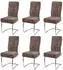MCW Esszimmerstuhl G56 Freischwinger Chenille Textil Braun 6er-Set (MCW-G56)