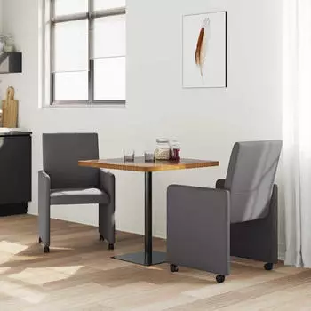vidaXL Esszimmerst&uuml;hle mit Rollen, Kunstleder, Grau, 57x66x94cm, 2er-Set (42017819)