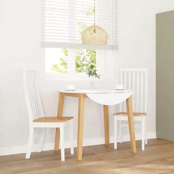 vidaXL Esszimmerst&uuml;hle 2er-Set Wei&szlig; Massivholz Gummibaum (4102458)