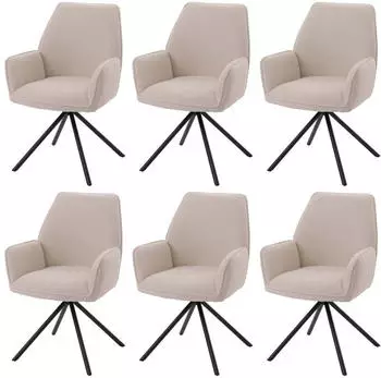 MCW MCW-G67 Esszimmerstuhl 6er-Set, Boucl&eacute; Stoff &Ouml;ko-Tex, drehbar, Armlehne, Creme (MCW-G67)