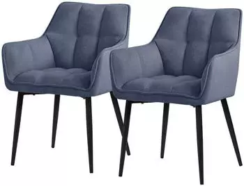 ML-Design Esszimmerstuhl 2er-Set Frotteestoff Blau gepolstert