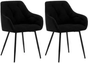 Woltu 2er Set Esszimmerst&uuml;hle Samt 56x83,5x45 cm schwarz