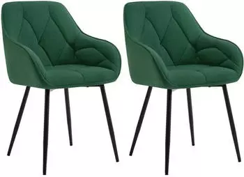 Woltu 2er Set Esszimmerst&uuml;hle Samt 56x83,5x45 cm dunkelgr&uuml;n