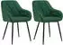 Woltu 2er Set Esszimmerstühle Samt 56x83,5x45 cm dunkelgrün
