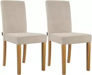 CLP Ina Esszimmerstuhl 2er Set Cordbezug gepolstert, Holzgestell hellbraun (327526)