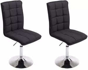 CLP Peking V2 Esszimmerstuhl 2er-Set Stoff schwarz, drehbar h&ouml;henverstellbar