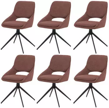 MCW N73 Esszimmerstuhl 6er-Set, drehbar Auto-Return, Boucle Stoff 540g/m&sup2;, Braun (MCW-N73)