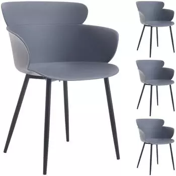 Idimex Catch chair in plastic and metal with armrests x4 grey