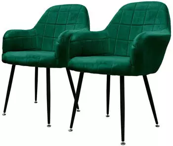 ML-Design Dining chair in velvet and metal x2 dark green
