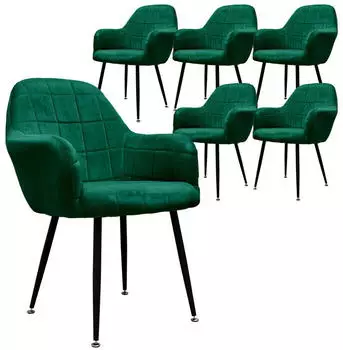 ML-Design Dining chair in velvet and metal x6 dark green