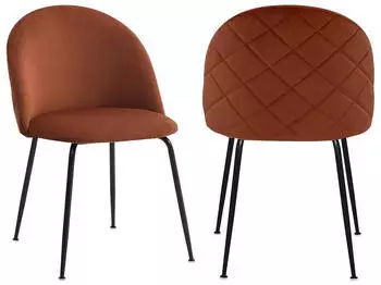 Kauf-Unique Melbourne chair in velvet and stainless steel x2 terracotta