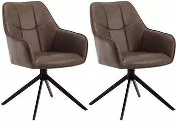 Woltu Dining swivel chair in faux leather and metal x2 brown