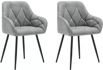 Woltu Dining chair in faux leather and metal x2 grey