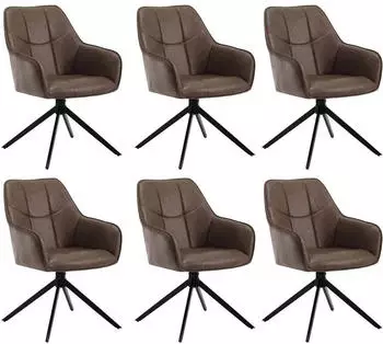 Woltu Dining swivel chair in faux leather and metal x6 brown