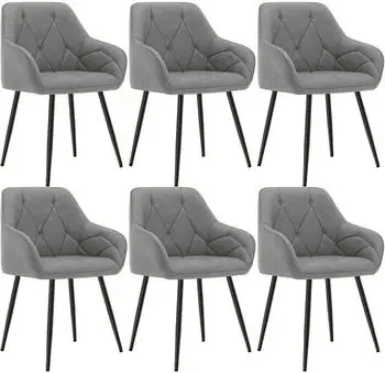 Woltu Dining chair in faux leather and metal x6 dark grey