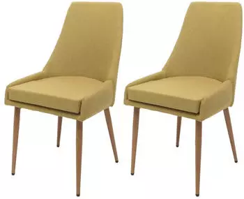 MCW MCW-O27 Esszimmerstuhl 2er-Set Stoff/Textil gr&uuml;n (99135)