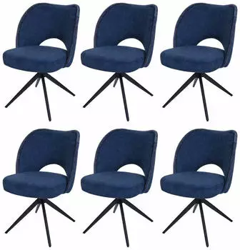 MCW Esszimmerstuhl N72 6er-Set drehbar Textil, blau (MCW-N72)