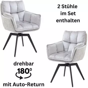 Stolkom Alani Armlehnstuhl Polyester schwarz, 180&deg; drehbar mit Auto-Return (88765358-0)